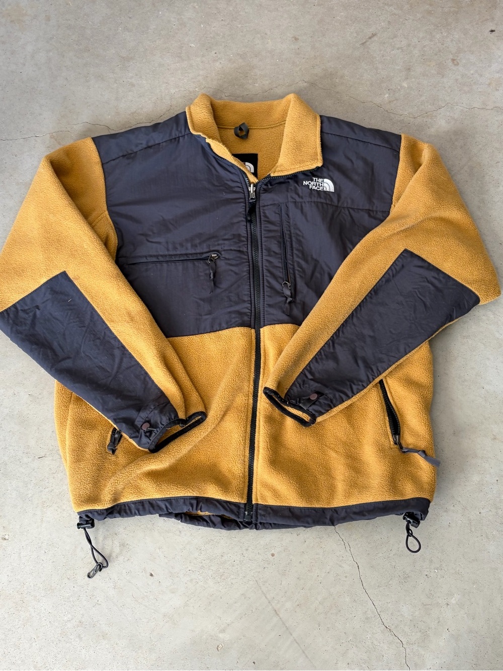 The North Face Denali Full Zip Fleece Jacket Mustard Gold Black Mens Large